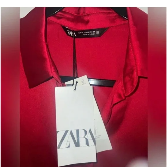 NWT Zara Red Button Down Shirt - Picture 3 of 7